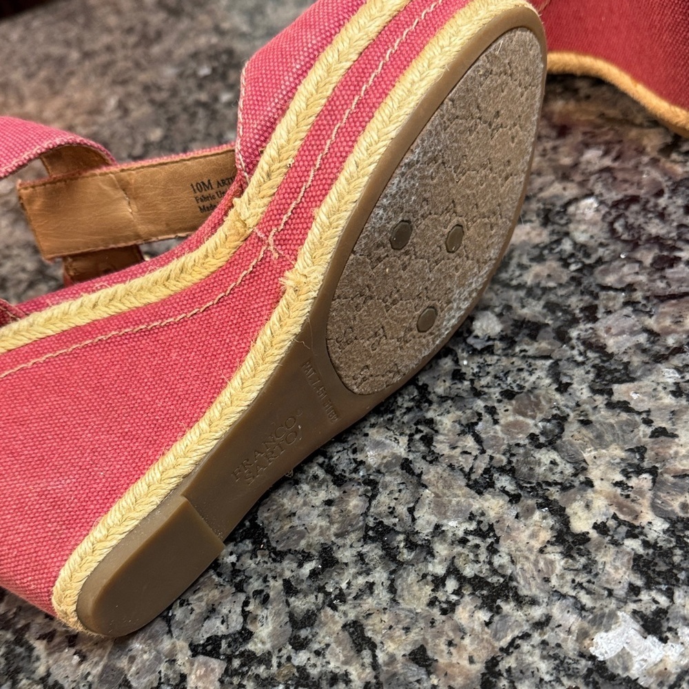 Franco Sarto red espadrilles Wedge Sandals 10 - Picture 8 of 15